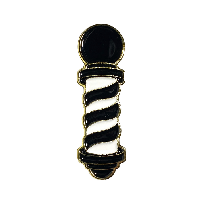 BVandB Barber’s Pole Original Pin (Black/Gold/White)