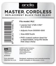 Load image into Gallery viewer, https://cdn-andiswebcontent.azureedge.net/production/images_and_docs/products/74405-master-cordless-clipper-replacement-black-fade-blade-mlc-package-back-web.webp
