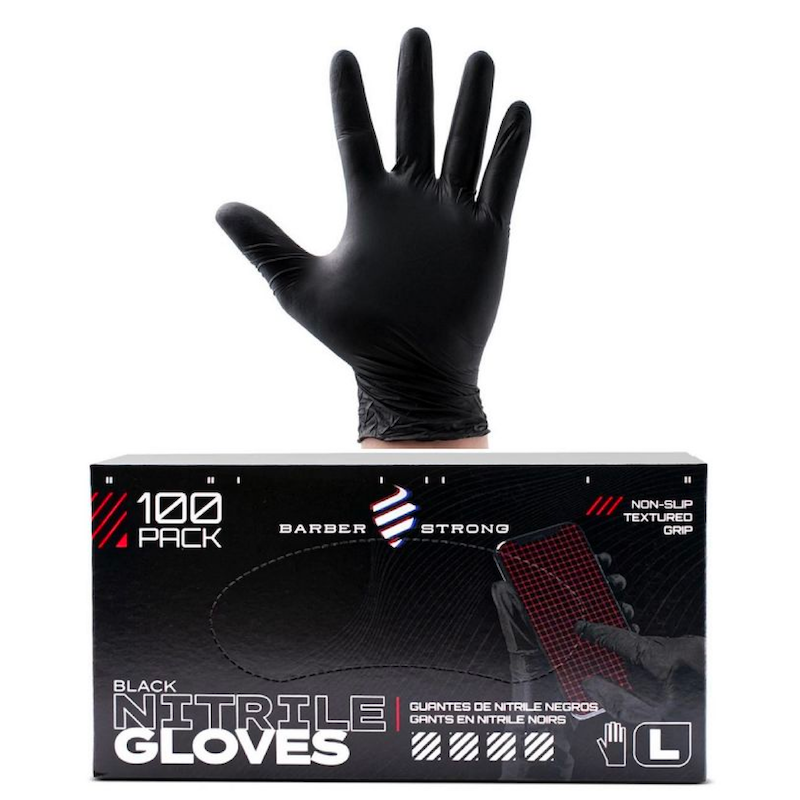 Barber Strong Black Nitrile Gloves 100 pk.