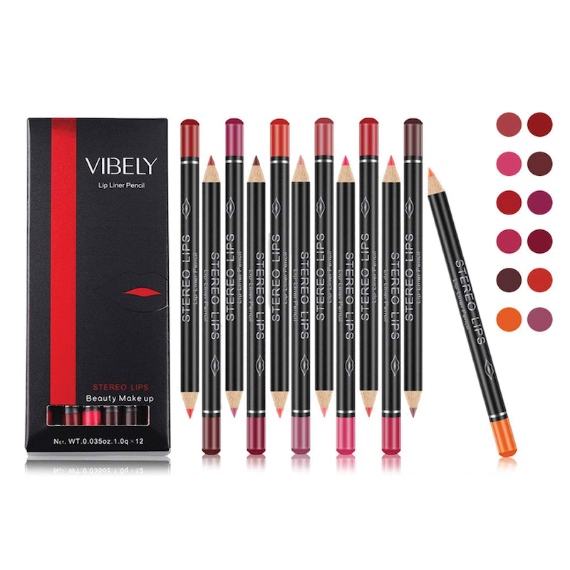 Vibely 12 Color Lip Liner Pencil